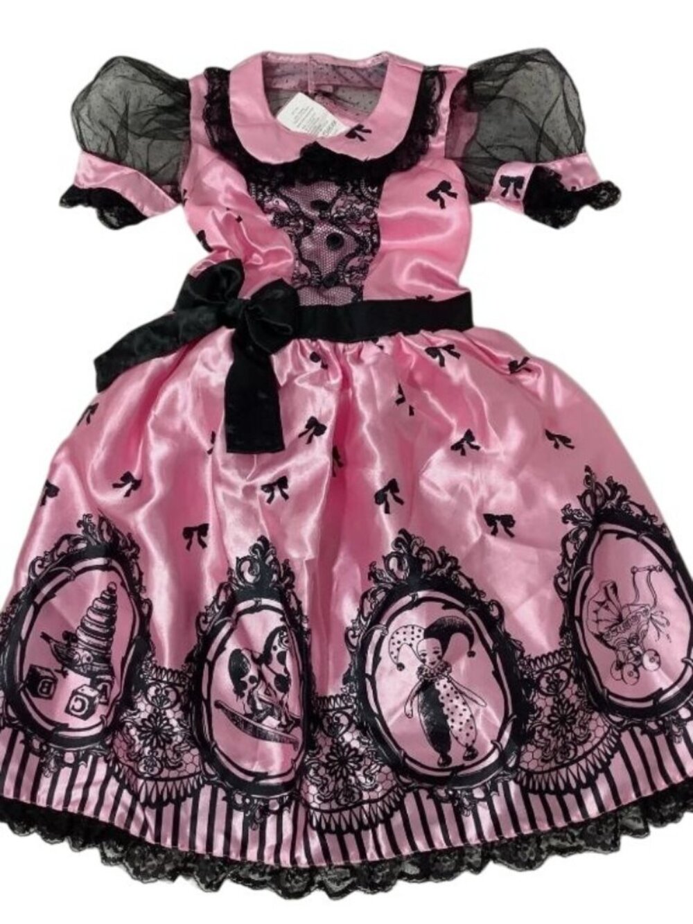 Girls Pink & Black Victorian Wind-Up Doll Halloween Costume Dress S 4-6x